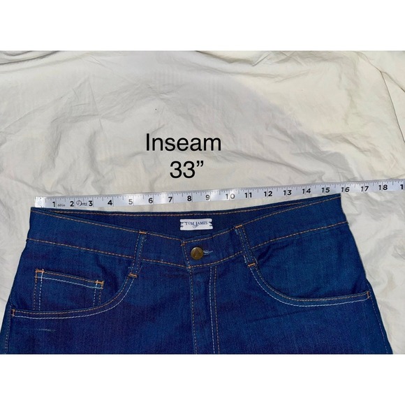 Tom James Blue Delta men's medium wash custom jeans contrast stitching 32" X 33" - Picture 8 of 9